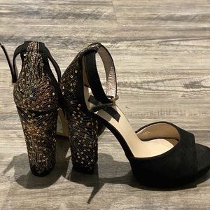 Sexy Black and Gold High Sandals Heel Open Toe